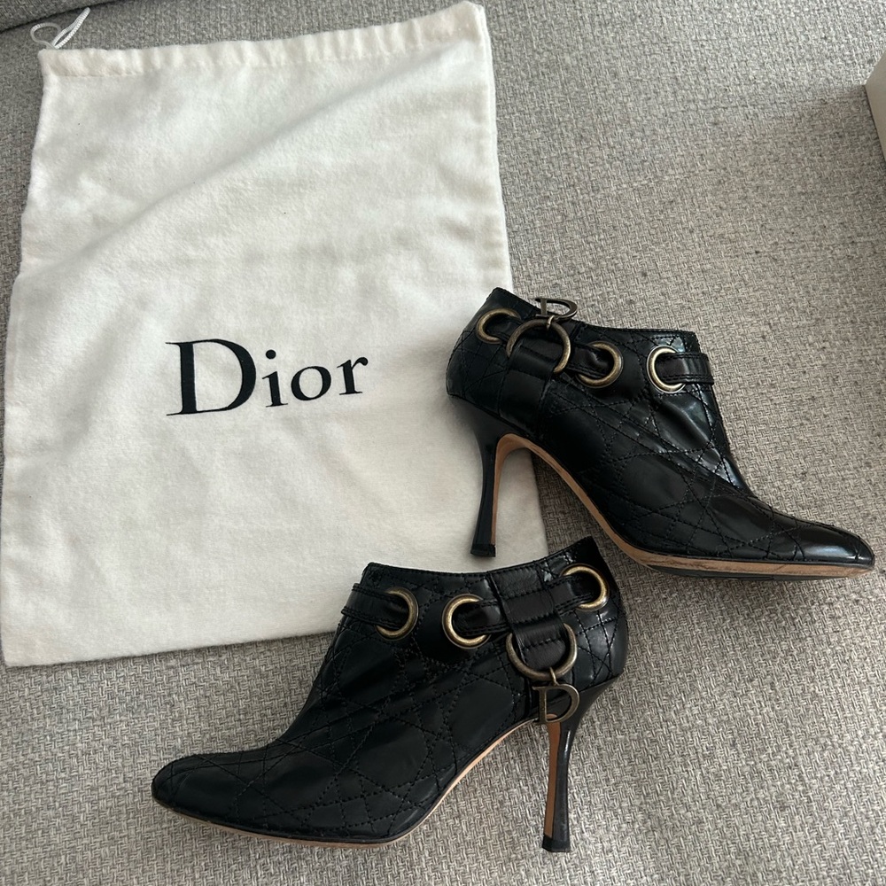 Dior Quilted Black Heeled Boots